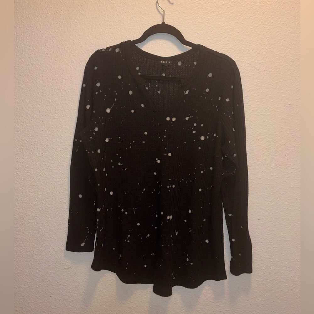 Torrid Black and White Splatter Long Sleeve Top